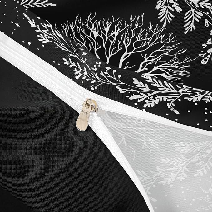 Erosebridal Tree of Life Bedding Set Sun and Moon Comforter Cover Queen Kids Teens Bedroom Decor Black and White 3 Pcs Duvet Cover Gothic Bohemian Flower Bedding Galaxy Stars Constellations Bedspread - Image 6