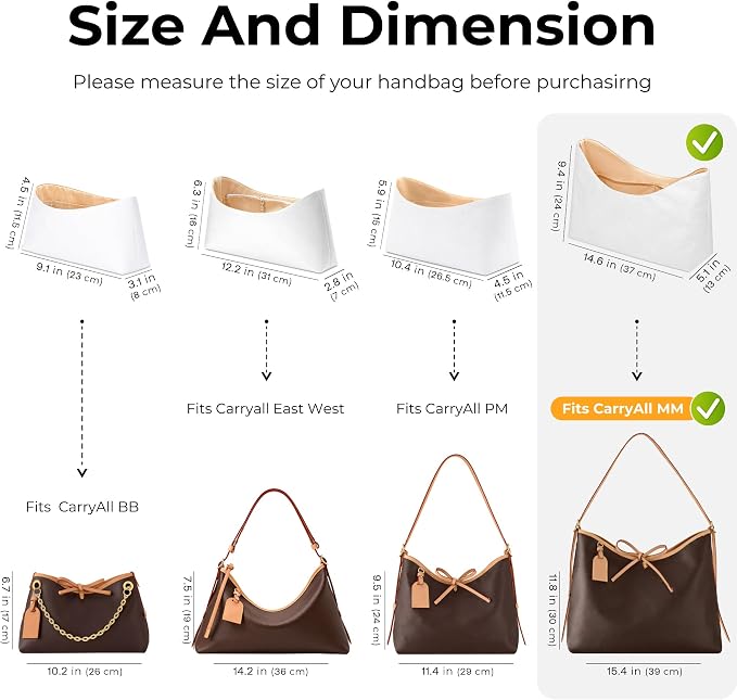 Purse Organizer Insert for LV Carryall MM Handbag, Custom Fit Inside Premium Vanile Lightweight Water Resistant Tote Bag Insert with Cup Holder Accessories - Image 2