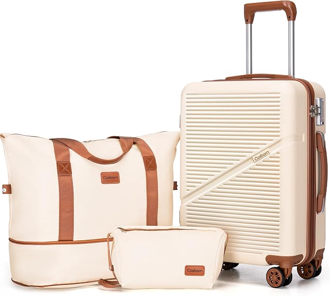 Cosbarn Carry On Luggage Set 22x14x9 Airline Approved, 3 Piece 20 Inch Lightweight ABS Hardside Suitcases with Wheels and TSA Lock, Durable Waterproof Travel Suitcase for Men Women by Cosbarn