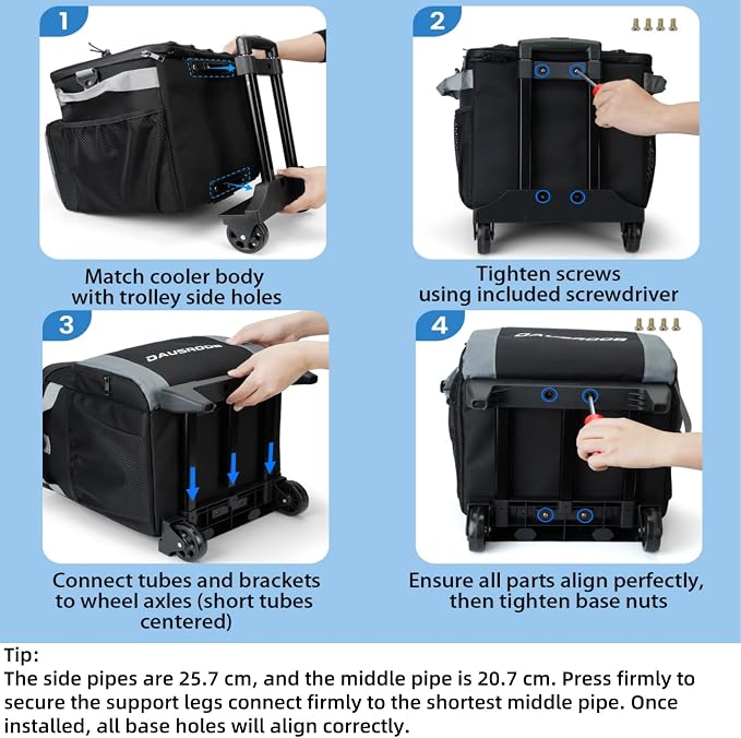 Rolling Cooler with Wheels and Handle, Heavy Duty Leakproof Soft-Sided Cooler, 12Hrs Ice Retention & Enhanced Stability, Insulated Travel Cooler for Camping,Grocery,Beach,Outdoor - Image 4