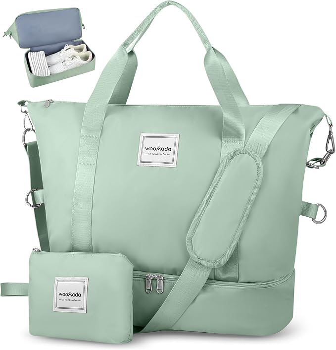WOOMADA Weekender Bag for Women, Travel Duffel Bags with Shoe Compartment & Wet Pocket, Personal Item Bag for Airlines by WOOMADA