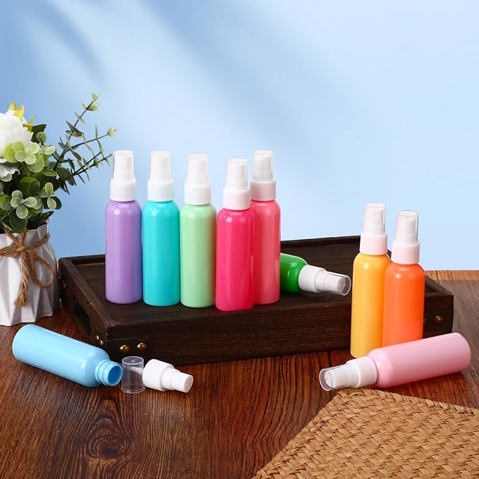 LemonRoad 100 Pack 2 oz Mini Spray Bottles Bulk Small Plastic Fine Mist Spray Bottles Pink Blue Asst Colors Leak Proof Mini Empty Refillable Travel Size Hair Colorful Sprayer Bottle for Cleaning - Image 7