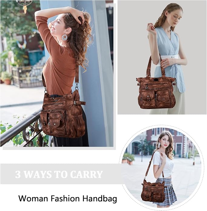 Angelkiss Purses Handbags for Women PU Tote Satchel Bags for Women Pockets Shoulder Bags… | PU - Image 7