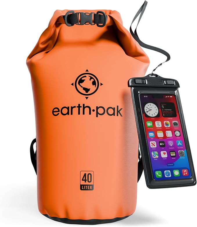 Earth Pak Waterproof Dry Bag - Roll Top Waterproof Backpack Sack Keeps Gear Dry for Kayak with Waterproof Phone Case by earthpak