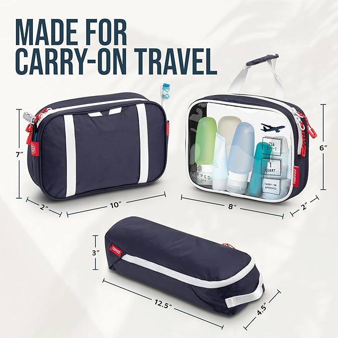 Toiletry Bag Kit 3 Piece Set: Hanging Travel Toiletry Bag + 311 TSA Cosmetic Liquid Bag + Accessory Organizer Pouch - Image 6