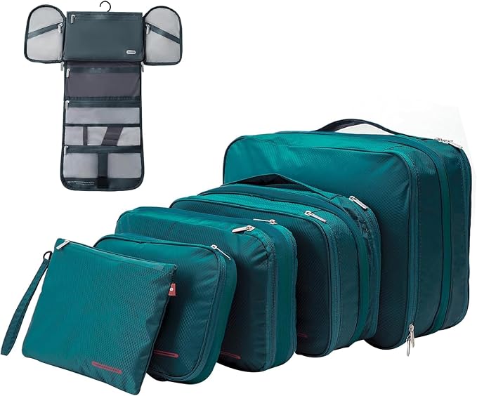 Bee Nesting BeeNesting Waterproof Compression Packing Cubes 5/6/8 sets, Large Travel Packing organizers for Carry on Luggage, 2 Sides Expandable Storage Bags by BeeNesting