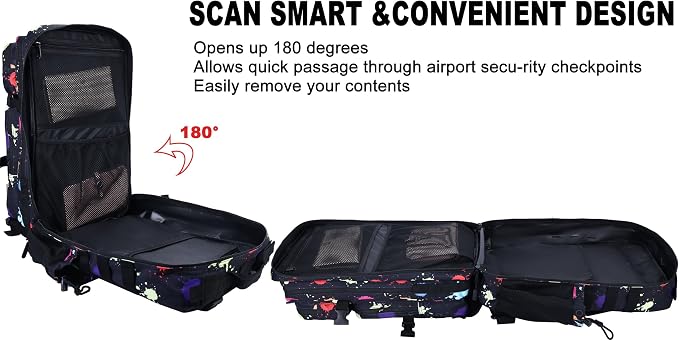 LHI Military Tactical Backpack for Men and Women 45L Army 3 Days Assault Pack Bag Large Rucksack with Molle System - Fluorescent Tie Dye - Image 7