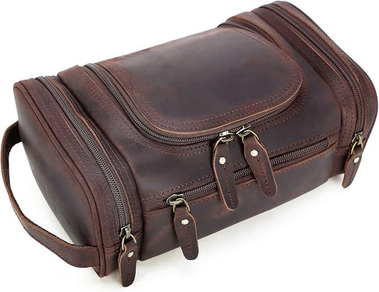 Polare Toiletry Bag Full Grain Leather Shaving Kit Dopp Kit Travel Case Wash Bag with YKK Zippers by polareoriginal