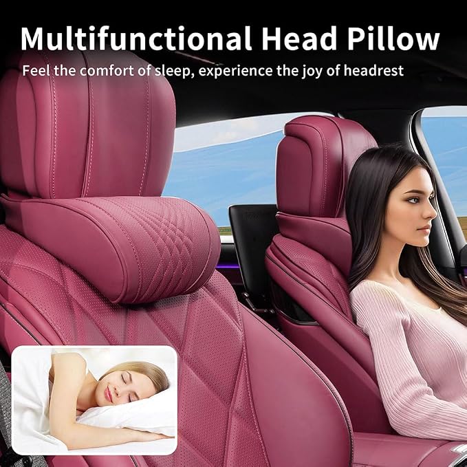 Seat Headrest Car Neck Pillow for Driving Memory Foam Red, 1 Pack | Soft Comfortable Leather Seat Head Rest Pillow Headrest Travel Neck Support Cushion for Most Cars SUV Home Office Chair - Image 8