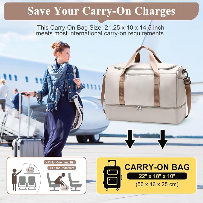 Extra Large Travel Duffel Bag, Carry-On Weekender Bags for Women Travel | Overnight Weekend Bag with Shoes Compartment for Travel Business Trips Sport Hospital - Image 2
