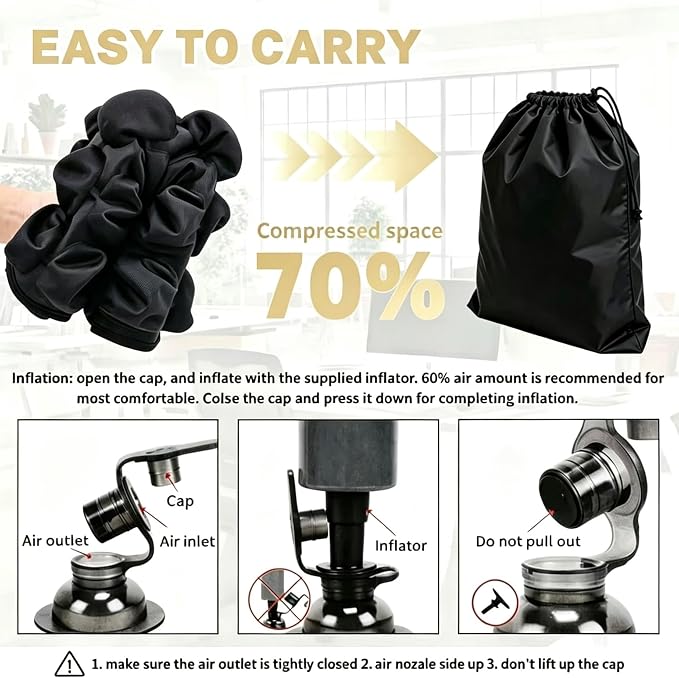 Sondor Travel Cushion, Upgraded Ergonomic 3D Airbags for Long Sitting | Inflatable pad for Airplane, Car, Office & Wheelchair; Built-in press valve, multi-chamber boosts airflow & eases hip strain - Image 7