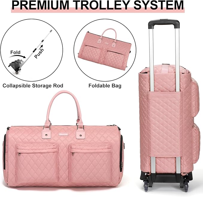 Convertible Rolling Garment Bag, Carry-On Duffle | 3-in-1 carry-on rolling duffle bag with wheels, suit carrier for overnight travel for both men and women - Image 2