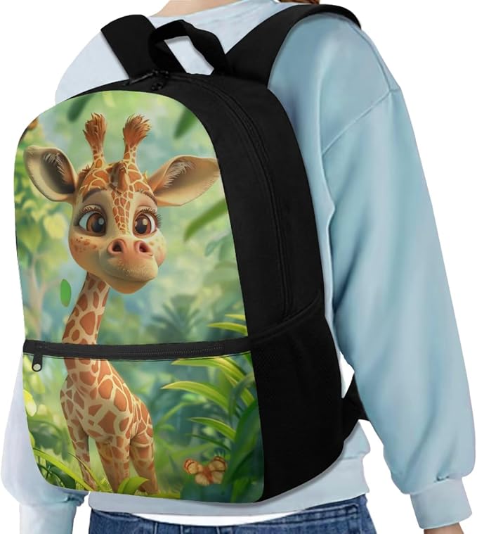 Giraffe Backpack for Girls Kids Backpack with Lunch Box Water Bottle Bag and Cute Pencil Case 4PCS Set Bookbag with Front Pocket for School 17 inch Lightweight School Bag for Elementary Girls - Image 2