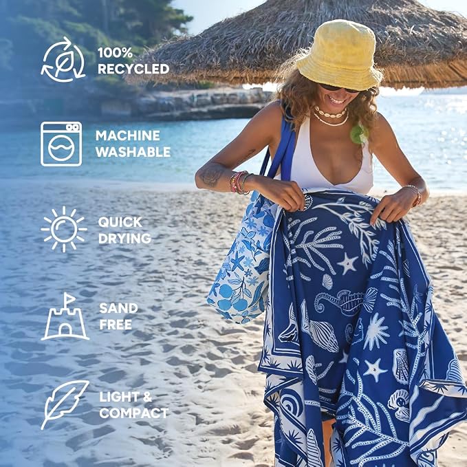 Dock & Bay Beach Towel - Quick Dry, Sand Free - Compact, Lightweight - 100% Recycled - Includes Bag - Ocean Treasure - Extra Large (200x90cm, 78x35) - Image 2