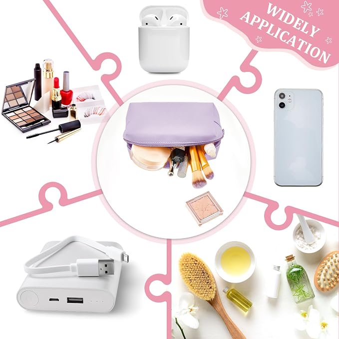 24 Pcs Preppy Makeup Bag PU Leather Cosmetic Bag with Zipper Plain Cosmetic Pouch Waterproof Toiletry Makeup Pouch for Women Bridal Shower Favors Traveling Organizer(Morandi) - Image 3