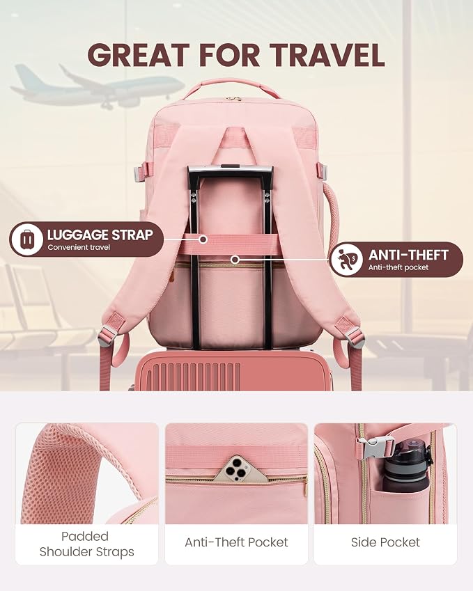 LOVEVOOK 50L Travel Backpack Flight Approved Carry on Backpack,3 Packing Cubes,Waterproof Personal Item Travel Bag,TSA Carry on Luggage Suitcase Travel Essentials,Gifts for Women & Men,fits 18" Laptop - Image 6