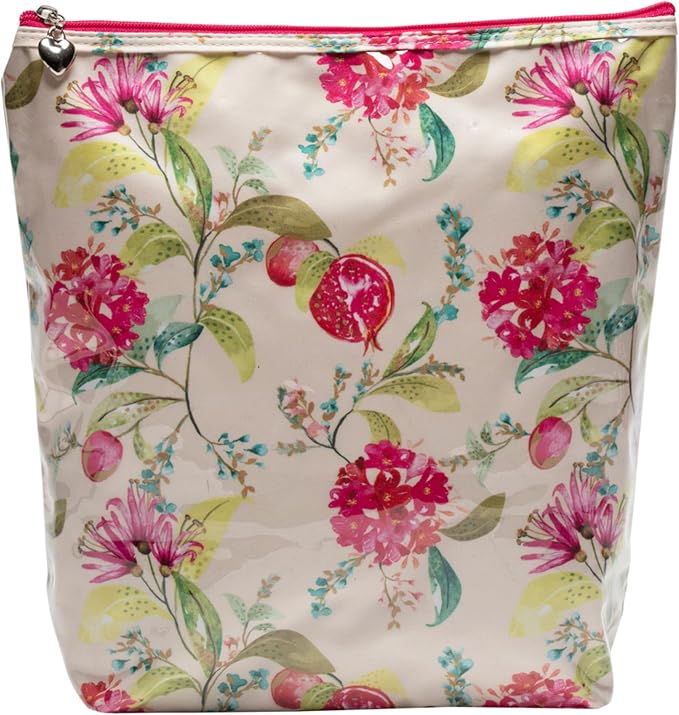 Jacaranda Living Large Cosmetic Bag – Water-Resistant Makeup & Toiletry Bag with PVC-Lined Interior, Travel Beauty Organizer, Pomegranate by JacarandaLiving
