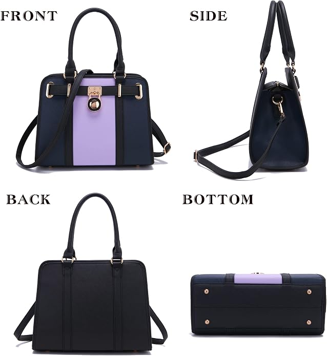Qiyuer Structured Satchel Tote Handbags Set Women Purses with RFID Wallet | Premium, Sturdy, Spacious, Chic for Daily & Work, Vegan PU Leather, Multi-way Carry, Large Capacity RFID Wallet, Ideal Gift - Image 4