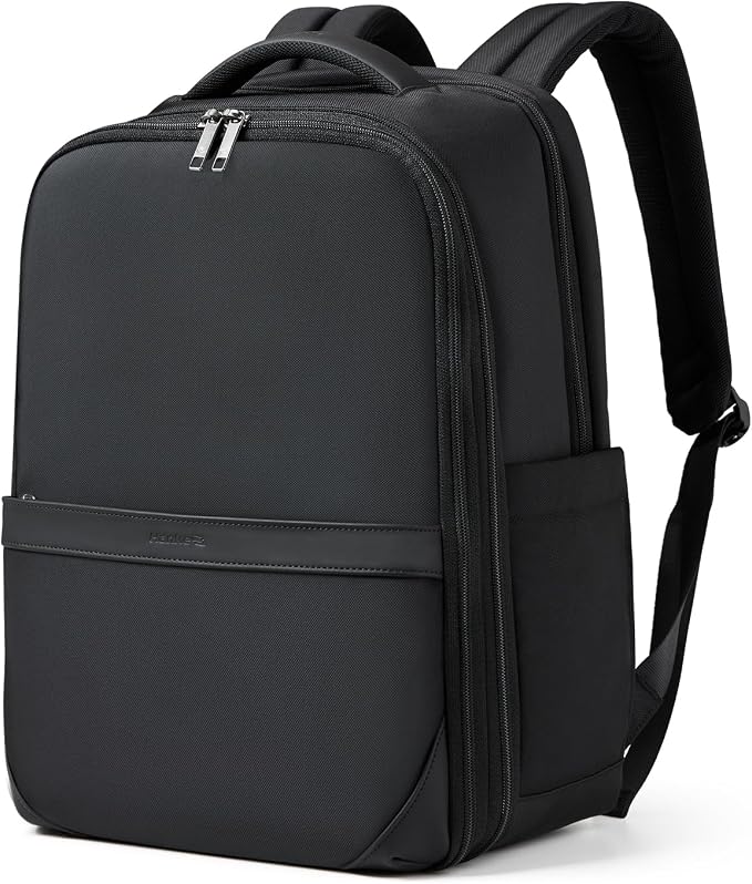 Hanke Expandable Travel Backpack 17 Inch, Full-Open Laptop Backpack, Black | Fits 15.6 Inch Laptop, Water-Resistant, Carry On Personal Item Bag, 20L-25L, Trolley Sleeve, Business Work Bag for Women Men by Hanke