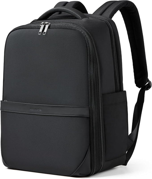 Hanke Expandable Travel Backpack 17 Inch, Full-Open Laptop Backpack, Black | Fits 15.6 Inch Laptop, Water-Resistant, Carry On Personal Item Bag, 20L-25L, Trolley Sleeve, Business Work Bag for Women Men by Hanke