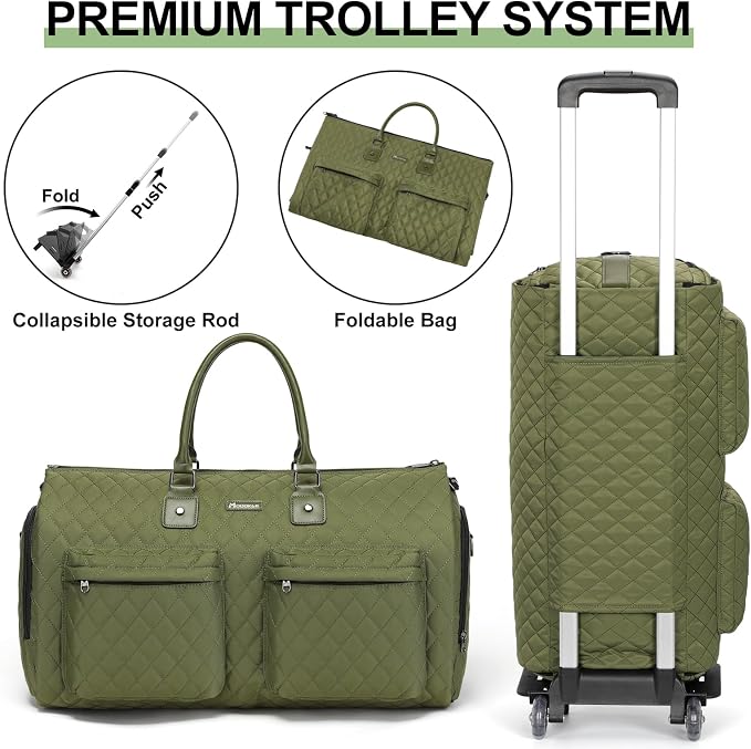 Convertible Rolling Garment Bag, Carry-On Duffle | 3-in-1 carry-on rolling duffle bag with wheels, suit carrier for overnight travel for both men and women - Image 2