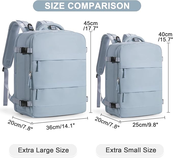 Large Travel Backpack Carry on Flight Approved Mochila De Viaje Carry on Backpack for Airplanes Spirit Airlines Personal Item Bag 18x14x8 Inches Travel Bag Traveling Backpack for Women Men Grey Blue - Image 3