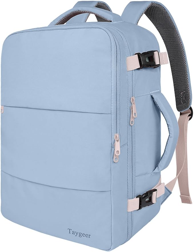 Taygeer Travel Backpack for Women, TSA Carry On Backpack with Shoe Pouch | 15.6" Laptop Mochila Flight Approved with Water Bottle Pocket, Nurse Bag Casual Daypack for Weekender Hiking, Powder Purple by Taygeer