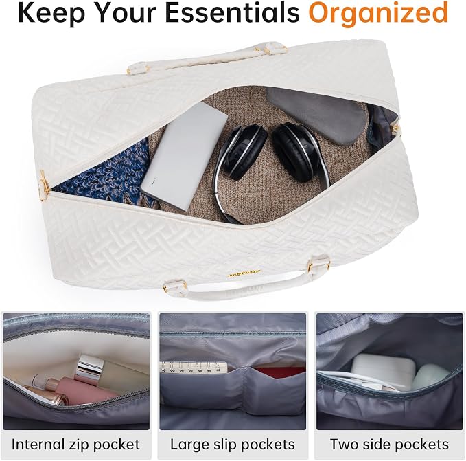 Weekender Bag for Women, 5 Pcs Set Carry on Overnight Bag, 21" Travel Duffel Bag with Waterproof Shoe Compartment for Weekend Travel Business Trip - Image 5