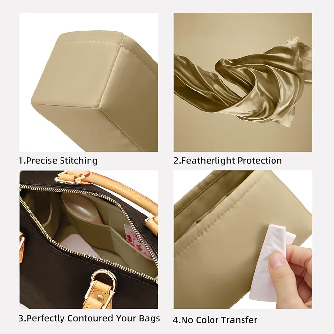 DGAZ Silk Purse Organizer Insert Fits LV Speedy 16/20/25/30/35/40/45 bags，Silky Smooth Bag Organizer，Luxury Handbag & Tote Shaper(S2 trench,SP35) - Image 3