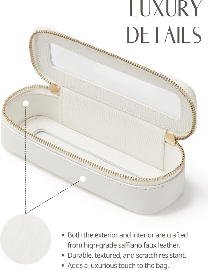 Popvibe Slim Makeup Brush Bag Travel Clear Toiletry Bag for Women Cute White Make Up Bag for Traveling Cosmetic Bag Organizer Waterproof Tansparent Beauty Makeup Case - Image 6