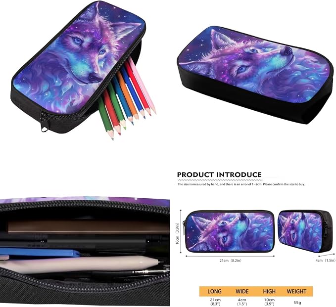 Galaxy Wolf Kids Bookbags for Boys Ages 5-10 Backpack with Lunch Bag 4Pcs Set Pencil case Water Bottle Pouch Elementary 17 inch School Accessories - Image 5