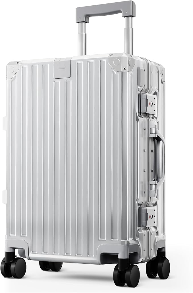 ALPHA CAMP 20 Inch Carry On Luggage with Aluminum Frame Zipperless Suitcase | 22x14x9 Airline Approved PC Hardside Carry-on with TSA Lock Spinner Wheels,USB Charging and Cup Holder for Business Trips by ALPHACAMP