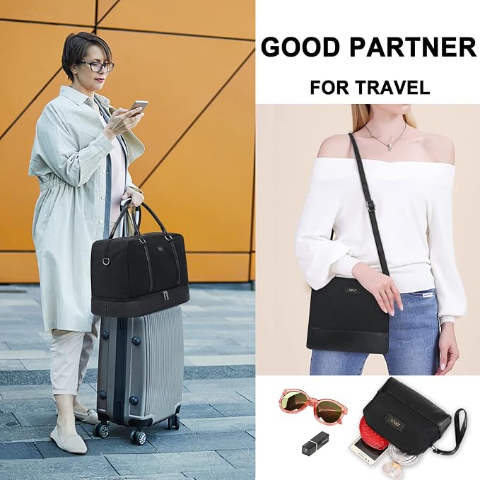 Weekender Bags for Women Overnight Bags with Shoe Compartment 21" Duffle Travel Bag for Traveling Weekend Gift 3pcs Set - Image 4