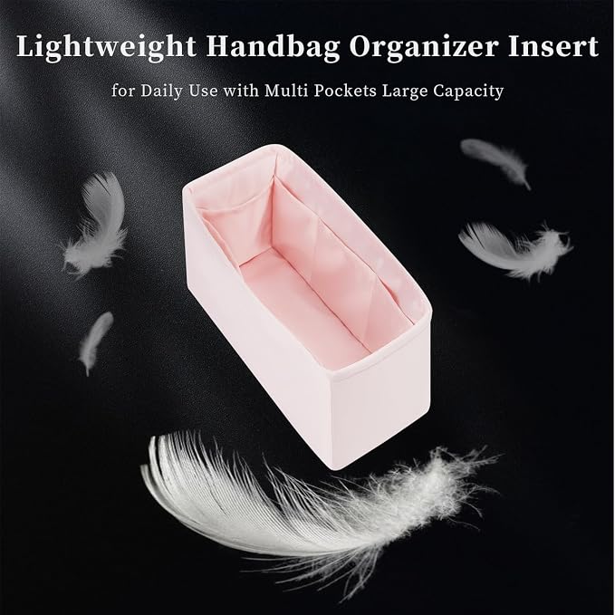 Organizer Insert for Onthego PM, Satin Purse Organizer for Luxury Bag, Lightweight and Soft Purse Dividers for Woman Handbags, Multiple Pockets with Organized Capacity (Pink, PM) - Image 4