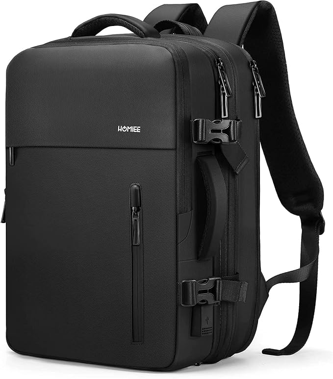 HOMIEE 40L Travel Backpack Expandable Carry on Backpack TSA Approved | Personal Item Backpack Fit 15.6 Inch Laptop, USB Charging Port, Waterproof Luggage Suitcase for Business Weekender by HOMIEE