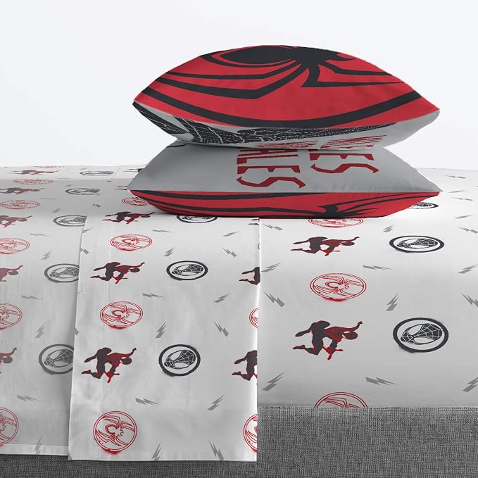 Marvel Miles Morales Queen Comforter Set 7 Piece Kids Bedding, Gray | Spiderman, Bed in a Bag, Comforter Sheets Shams Pillowcases, Official Brand, Soft Microfiber, Machine Washable, Boys Gift - Image 4