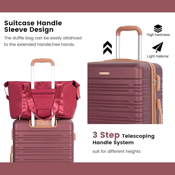 Amalodie Luggage Sets 5 Piece Suitcases with Double Spinner Wheel,Suitcase Set ABS Hard Case Luggage with TSA Lock and Durable Waterproof Travel Luggage - Image 4