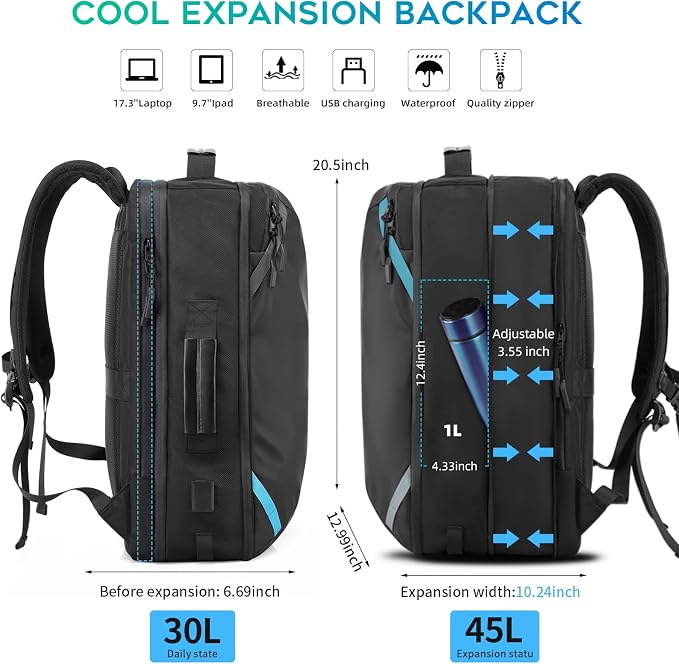 TANGCORLE Vacuum-Compressed Travel Backpack: Expandable, Airline-Approved Laptop Backpack—Unisex Business Backpack - Image 3