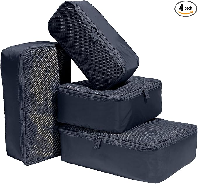 Away Insider Packing Cubes Set of 4 - Lightweight Space-Saving Packing Cubes for Carry-On Luggage - Small, Medium, and Wide Sizes - Navy Blue by Unknown