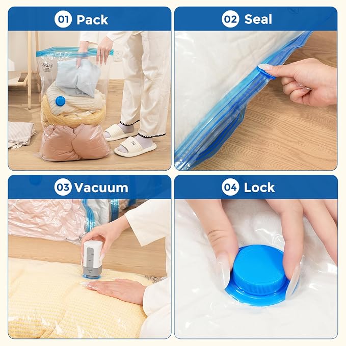 ETENWOLF Vacuum Storage Bags for Travel, Vacuum Seal Bags for Clothes and Travel, Space Saver Bags in Multiple Carry-On Sizes, Perfect for Luggage and Suitcases, 20 Combo - Image 5