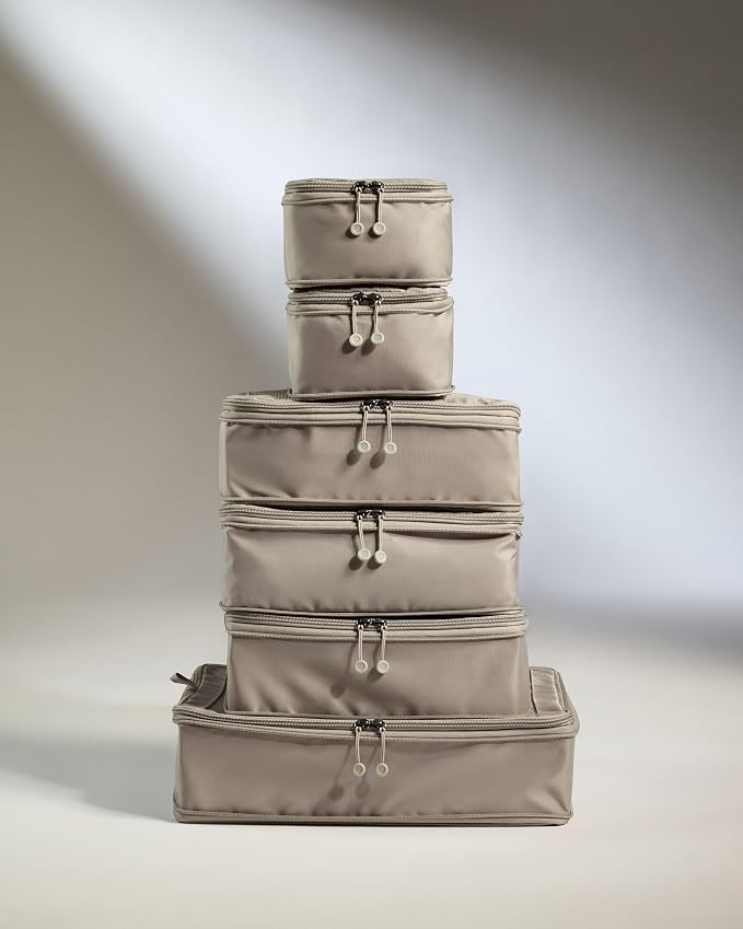 ANTLER - Compression Packing Cubes, Set of 6 Essential Packing Cubes for Suitcases and Backpacks - Holiday, Travel & Accessories Organiser, Easy Clothes and Shoe Storage - Taupe - Image 2