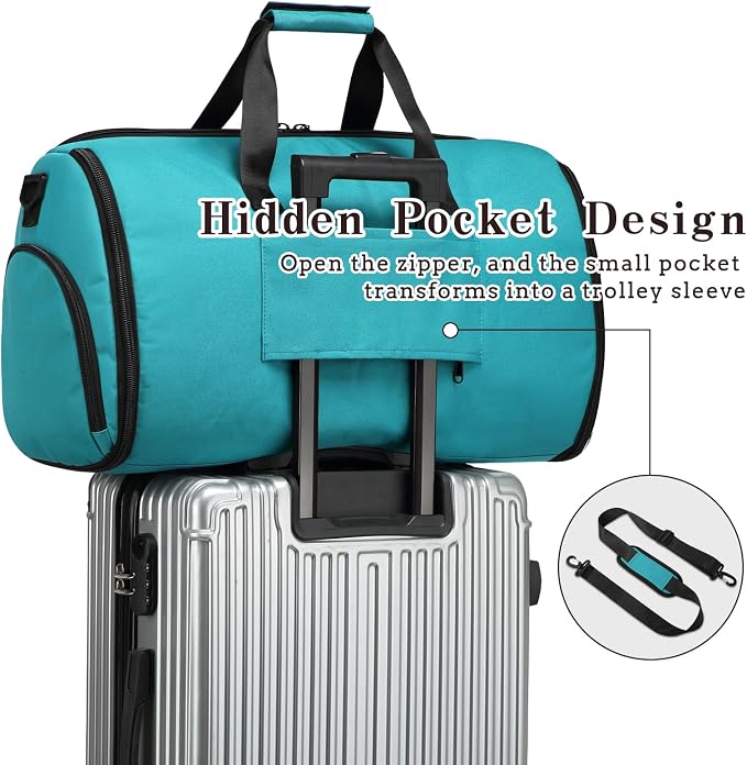 Garment Duffle Bags for Travel, Carry On Garment Duffel Weekender Bag 45L | 2-days Trip,Wrinkle-Free Travel,Separate Shoe Pocket | Overnight Garment Bag for Vacation, Business Trips, Weekend - Image 5