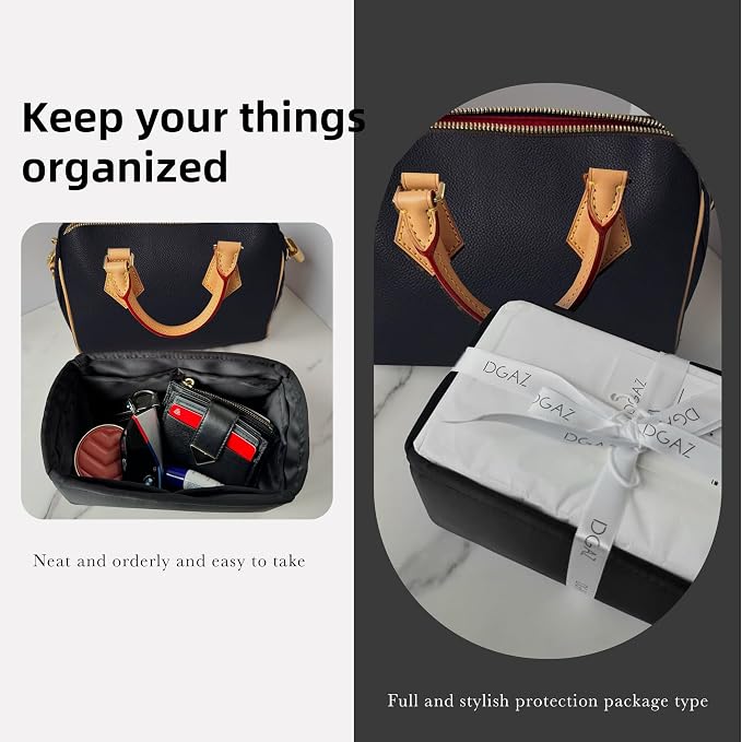 DGAZ Silk Purse Organizer Insert Fits LV Speedy 16/20/25/30/35/45 bags，Silky Smooth Bag Organizer，Luxury Handbag & Tote Shaper（Black，SP45） - Image 8