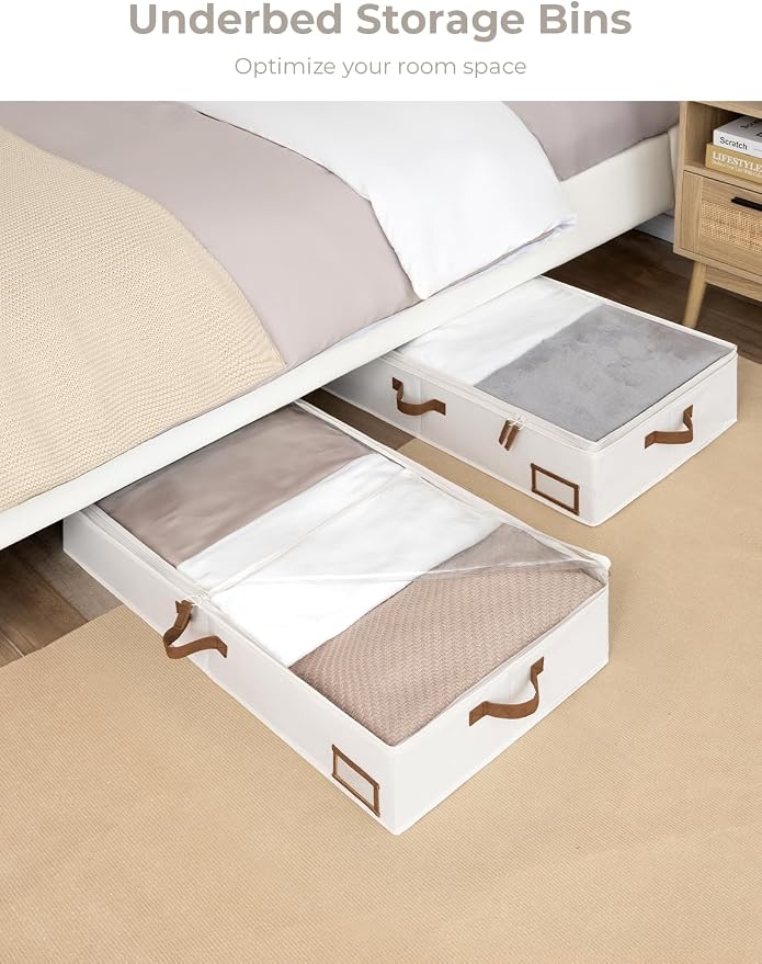 StorageWorks Large Under Bed Storage Containers with Handles and Label Holder, 2 Pack Ultra-thick Fabric Underbed Bins, Closet Organizer for Clothes, Blankets, Sweater - Image 3