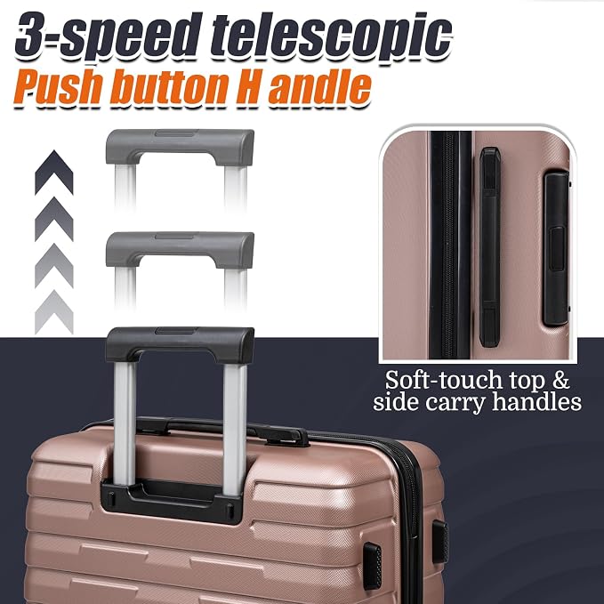 Cosbarn Luggage Sets 5 Piece Suitcases with Wheels, Suitcase Set ABS Hard Case Luggage with Spinner Wheels Durable Travel Luggage - Image 4