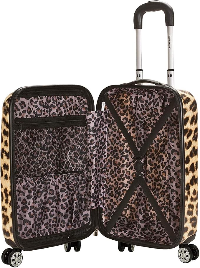 Rockland Safari Hardside Spinner Wheel Luggage, Carry-on 20", Leopard - Image 2