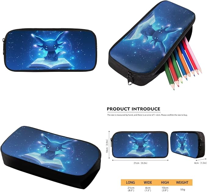 Blue Axolotl Backpack with Lunch Box Kids Girls 2nd Grade Book Lover Bookbag and Lunchbox Pencil Case Watter Bottle Holder 4PCS Galaxy Elementary School Back Pack Preschool Book Bag Age 6-8 - Image 6
