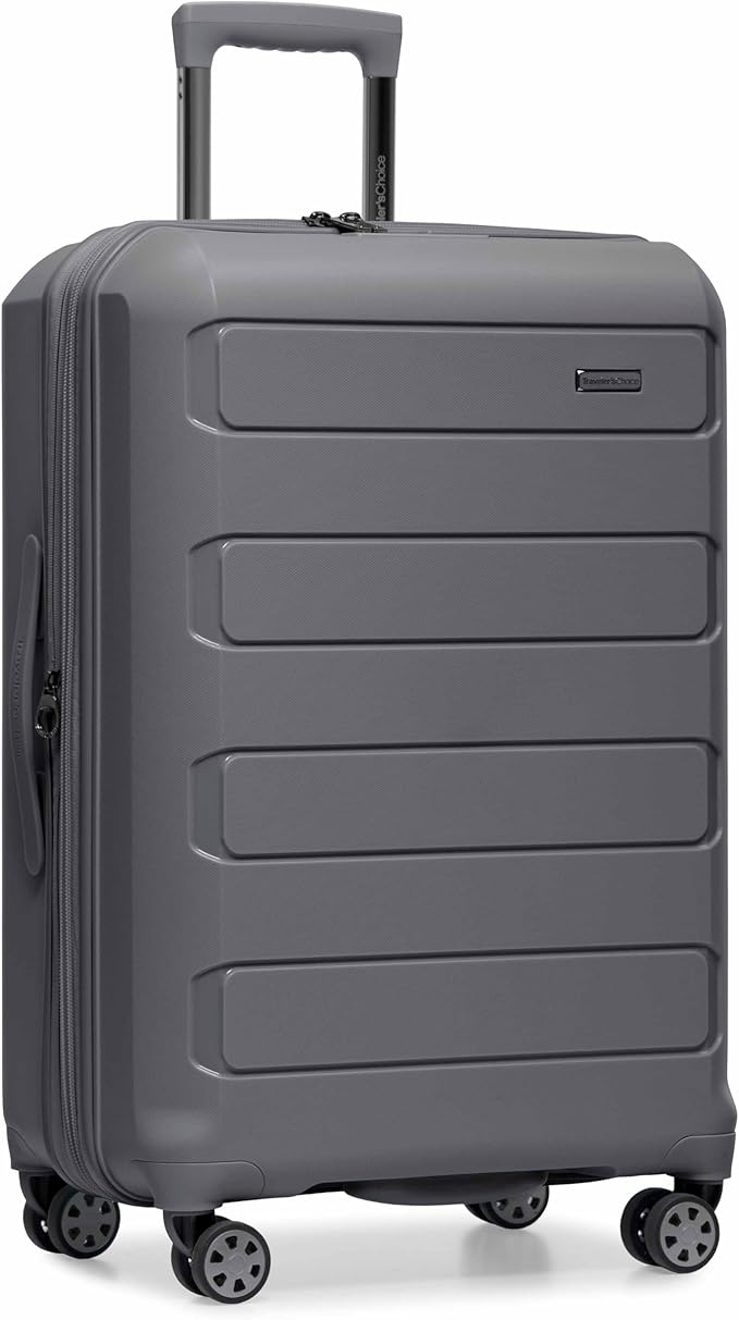 Traveler's Choice Pagosa Hardshell Expandable Luggage with Spinner Wheels, Gray, 27-Inch Medium by TravelersChoice