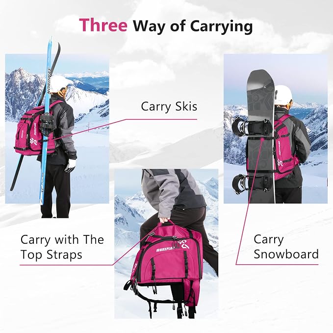 MORXPLOR Ski Boot Bag - 65L Padded, Waterproof Ski Travel Backpack for Gear & Accessories - Image 6