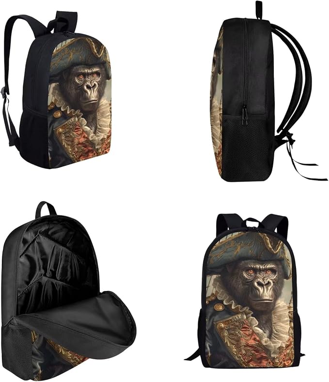 17 Inch Animal Print School Backpack And Lunch Box Set for Kids Lightweight Amazing Gorilla Backpack for Boys Girls Sturdy School Bag with Insulated Lunchbox Pencil Case Student Bookbag - Image 3